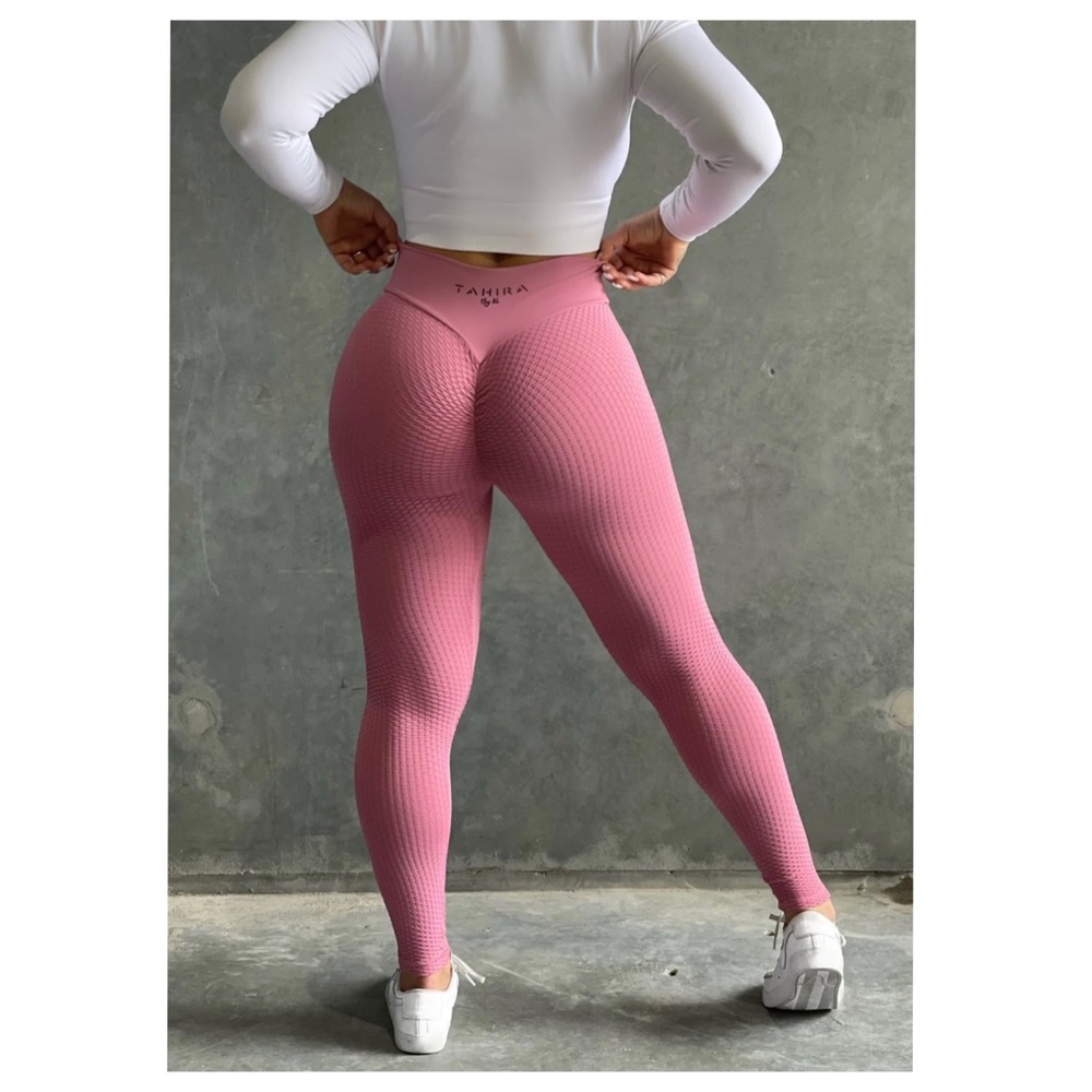 TAHIRA BY KB Luxe Leggings, Pink, Size Small